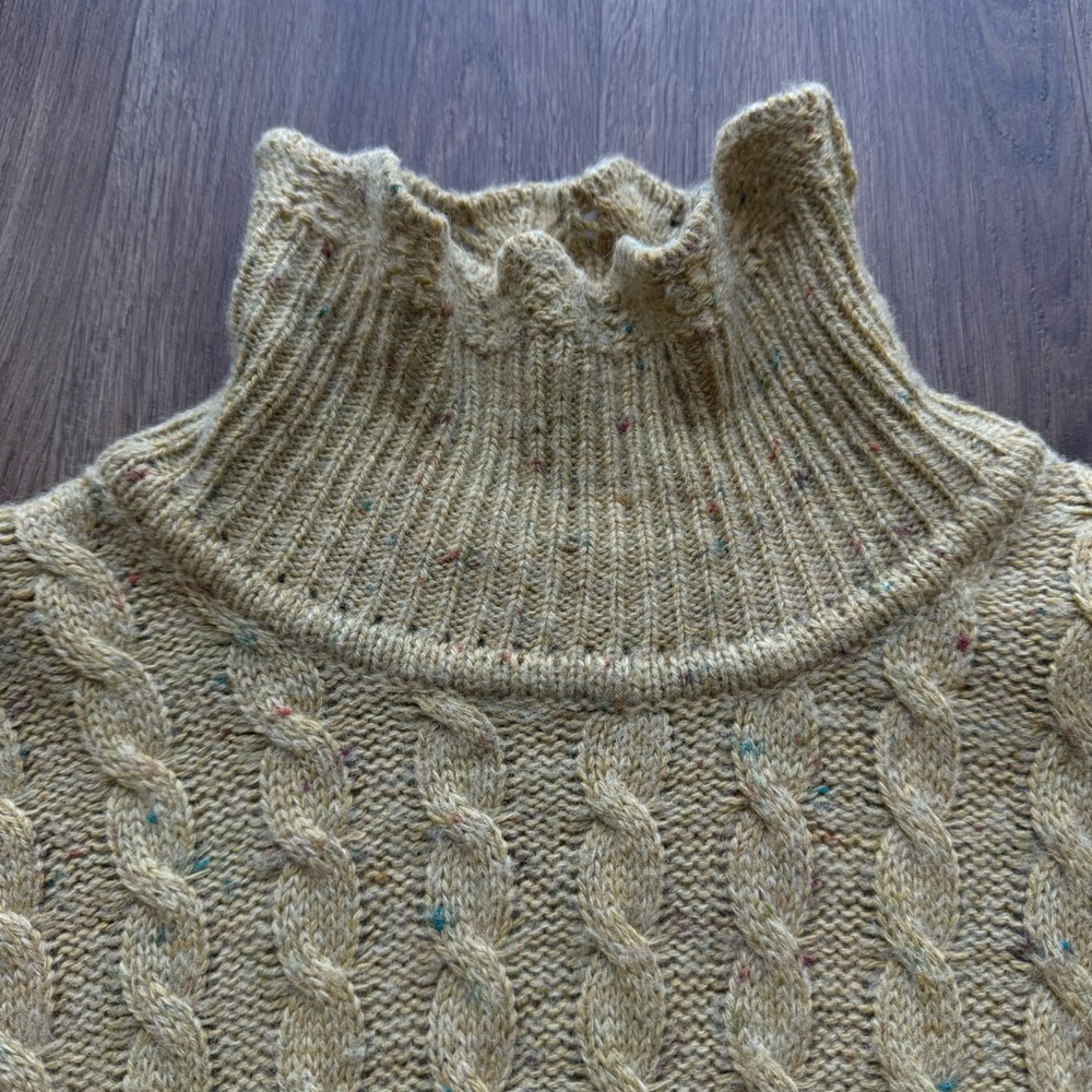 Vintage Alain Manoukian Italy Merino Wool Sweater Turtleneck Lace Cable Knit - Picture 11 of 17